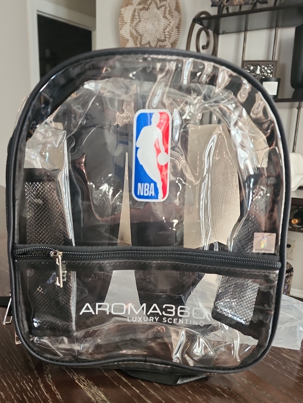 NBA Clear Backpack with Black Trim and Red/Blue Logo